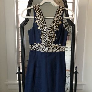 Lily Pulitzer navy and gold dress size 00